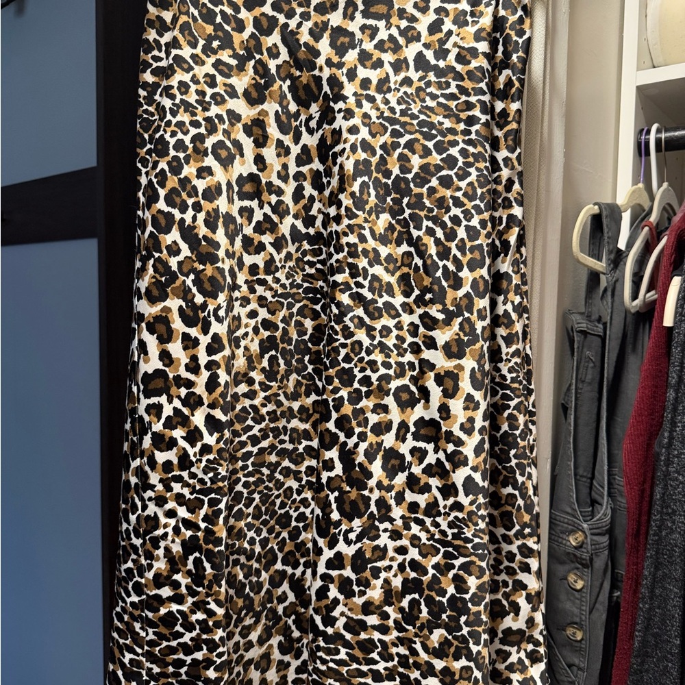 Express Leopard Print A-Line Skirt